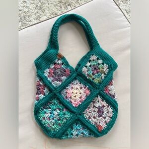 Colorful Crochet Granny Square Tote Bag